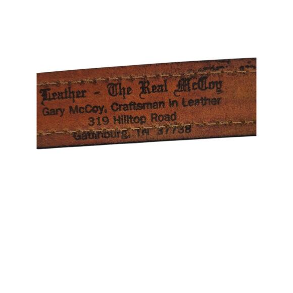 Handcrafted Real McCoy Western Leather Belt Brown Size 42 Tooled Silver USA - Picture 8 of 9